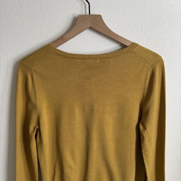 Vtg Y2K Moda International Sweater Womens Large Mustard Yellow Cardigan Lace 90s - Picture 10 of 14